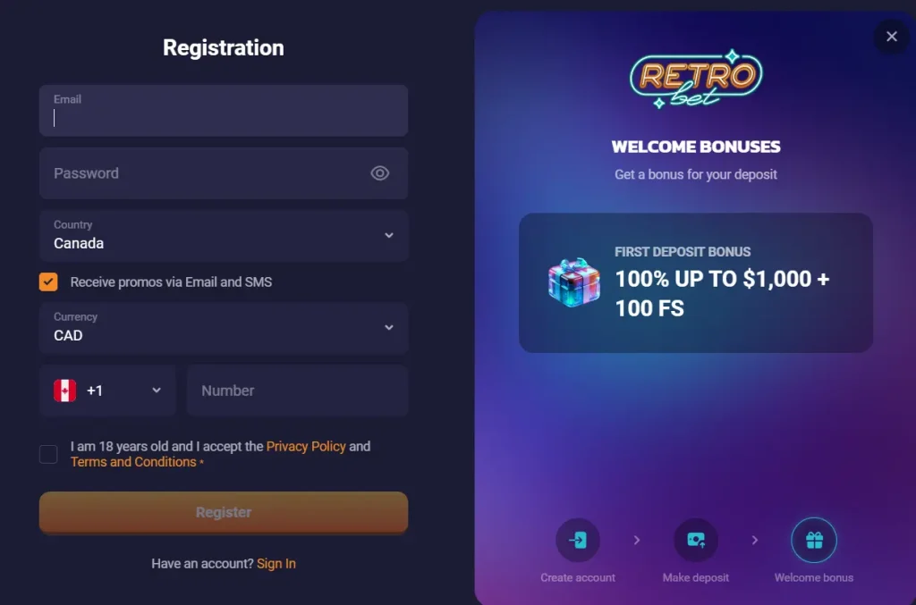 retrobet Gameplay